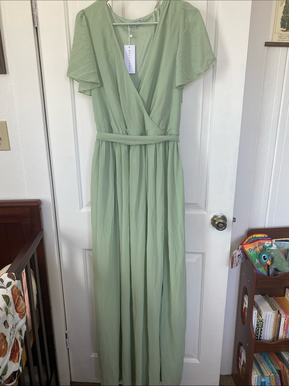 Flowy Sage Green Wrap Maxi Dress - Lightweight Women's Dress